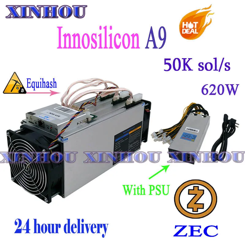 Майнер Zcash ZCL ZEC BTG Innosilicon A9 ZMaster 50k sol/s Equihash Asic с блоком питания лучше чем Antminer S9 z9 M10