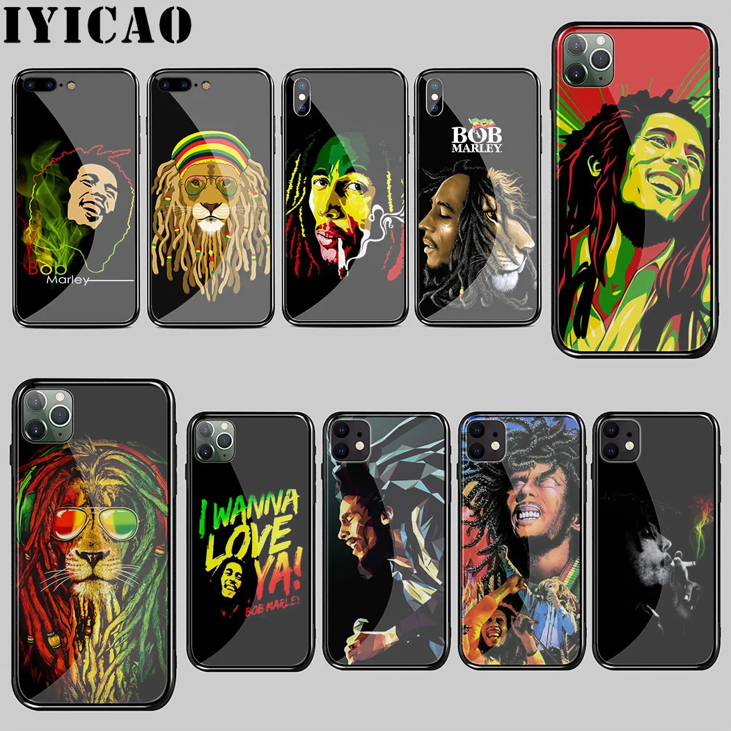 Чехол с закаленным стеклом Bob Marley для iphone 5 5S SE 6 6S 7 8 Plus 11 Pro X XR XS Max чехол|Бамперы| |