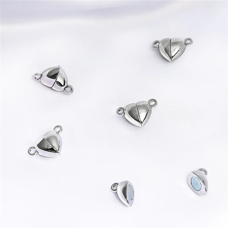 

2Sets Color Heart Shape Strong Magnetic Clasps Fit Bracelet End Clasp Connector DIY Friend Couple Bangle Bracelet Jewelry Making