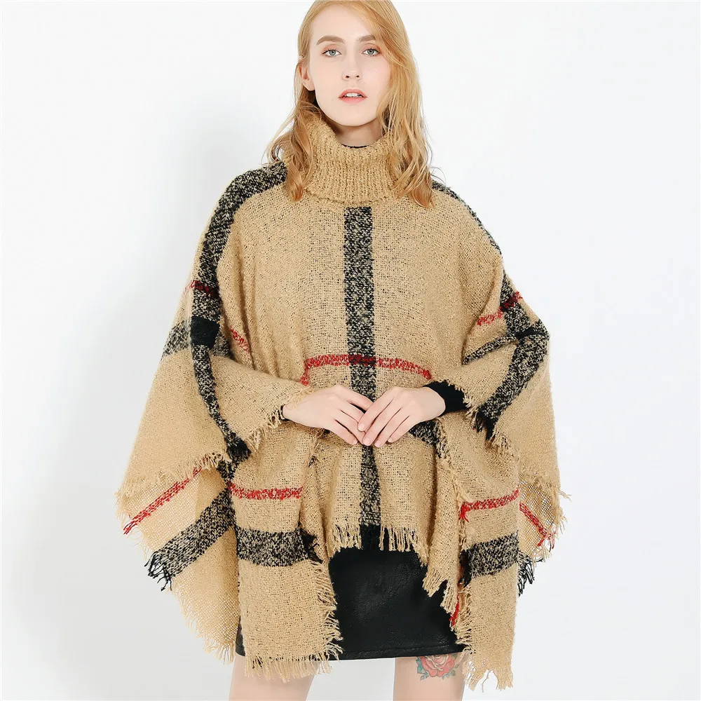

2021 Winter Warm Boho plaid Ponchos And Capes For Women Oversized blanket scarf Shawls Cashmere Pashmina Female Bufanda