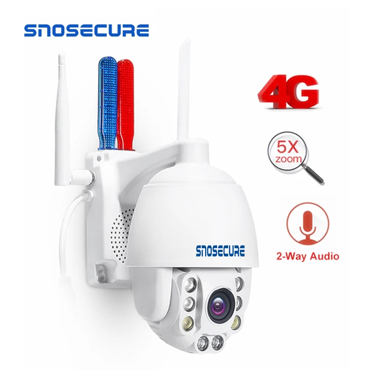 SNOSECURE 2MP 3G 4G sim карта Беспроводная мини PTZ купольная ip камера 1080P наружная