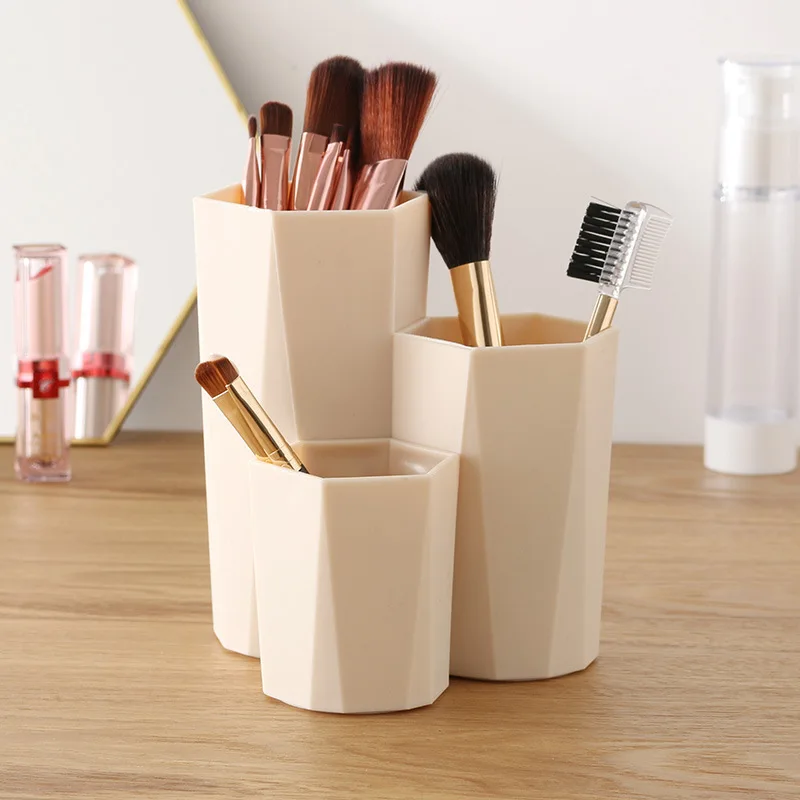 

3 Lattices Cosmetic Make-up Brush Storage Box Table Organizer Make Up Tools Pen Storage Makeup Nail Polish Cosmetic Holder Box