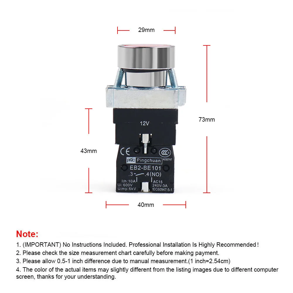 

FOR Car Ignition Switch 12V 10A LED Car Engine Power Start Ignition Starter Push Button Switch Car Accessories