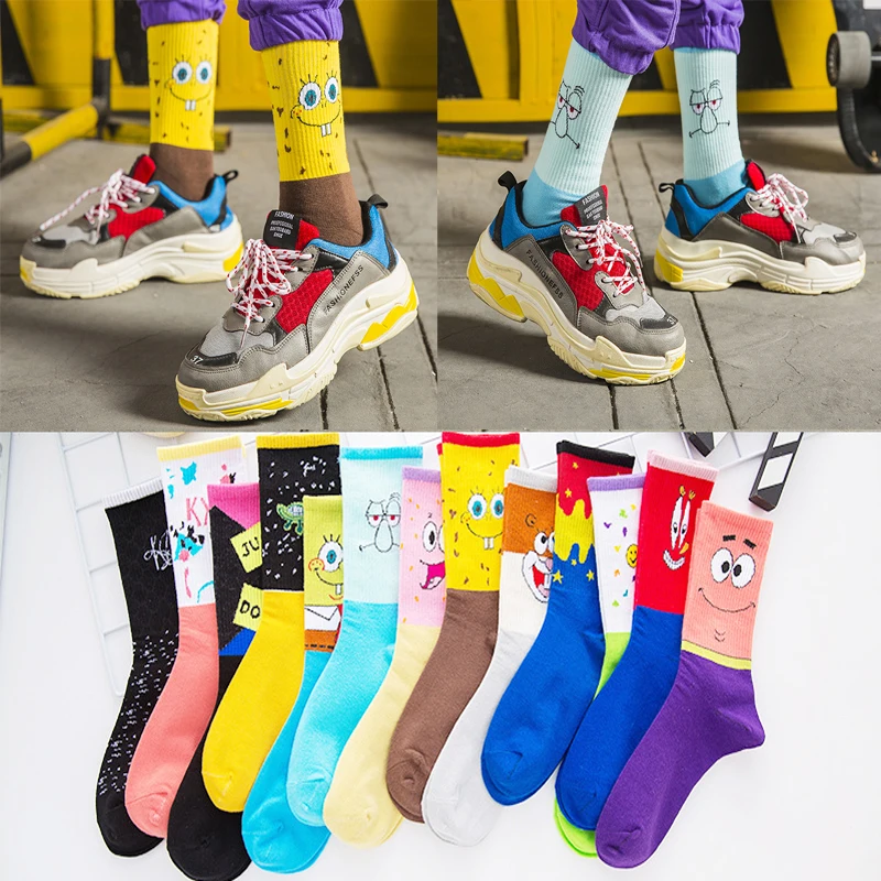 Лидер продаж мужские носки хлопковые милые короткие Носки с рисунком Харадзюку