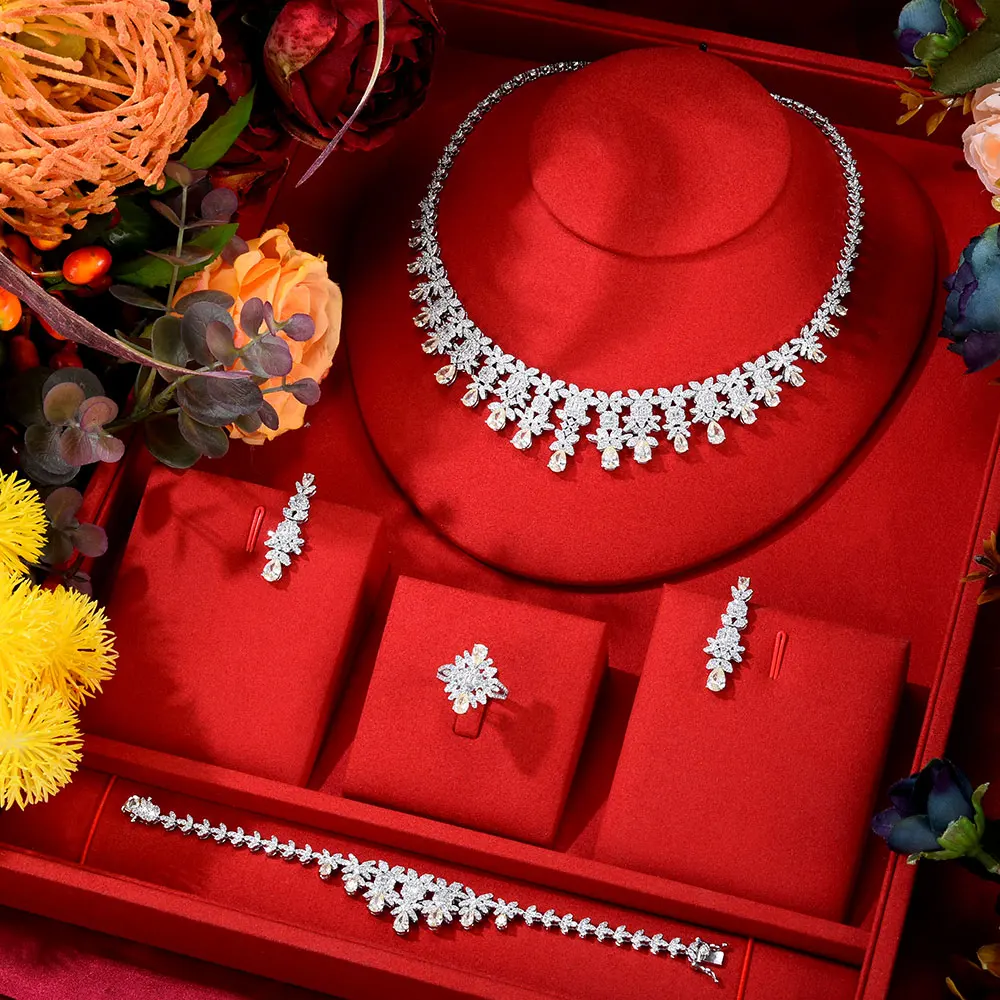 

GODKI новые трендовые Цветы Чокеры набор украшений для женщин Свадебные циркониевые CZ африканские Дубай Свадебный комплект ювелирных издели...