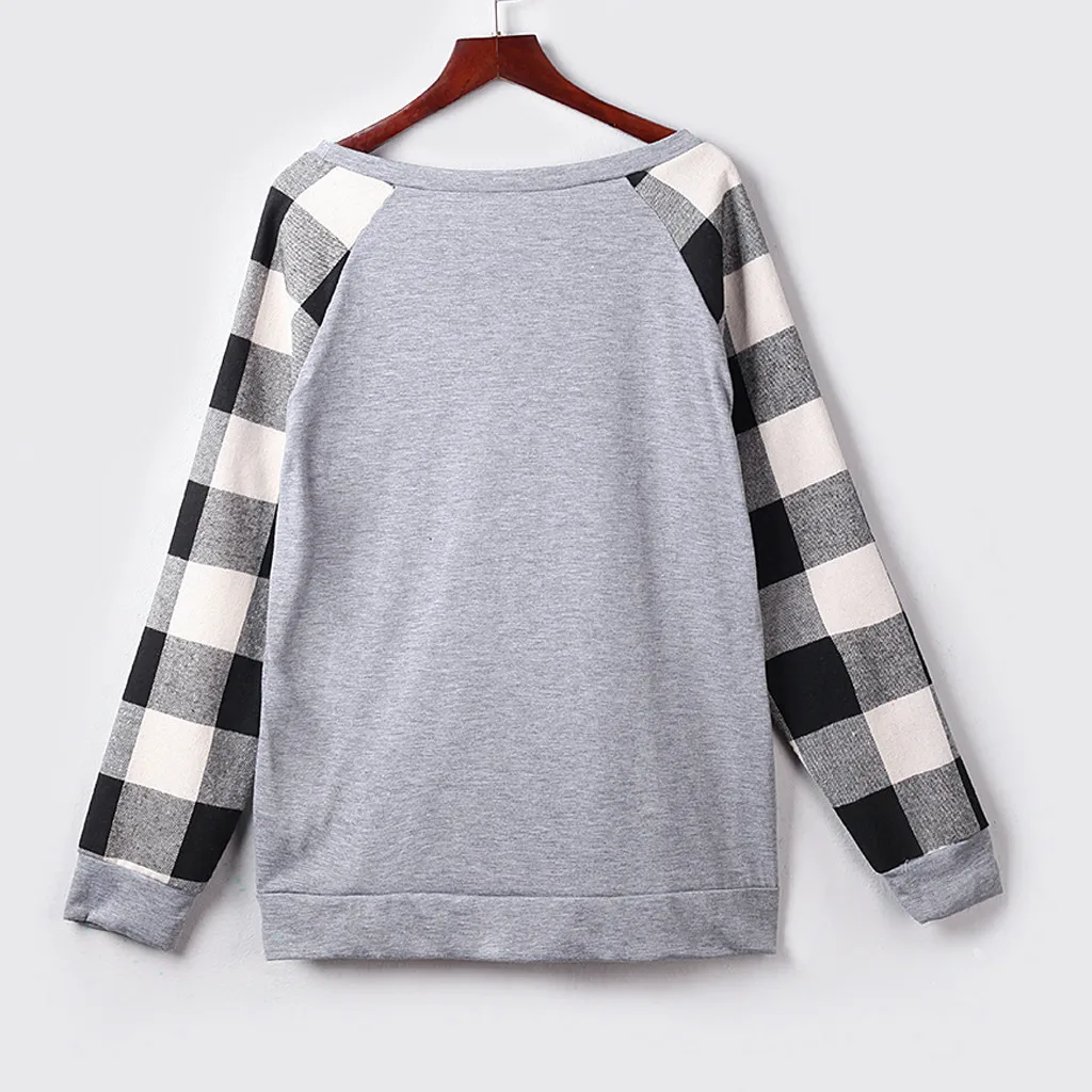 Женская Популярная Клетчатая блуза с длинными рукавами и блестками соединенная