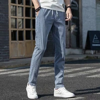 mens straight mid waist jeans 2021 summer ultra thin new straight loose loose wild trousers sports ice oxygen bar casual pants