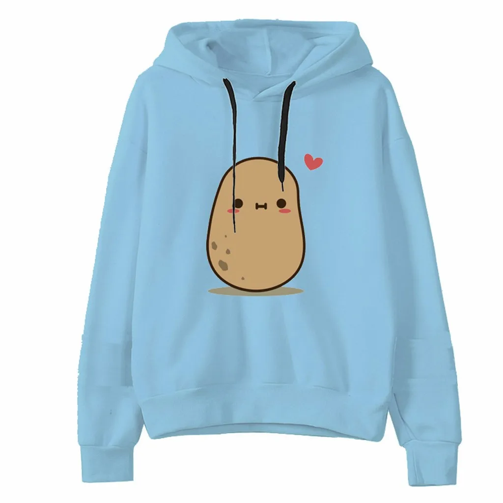 Толстовка Mikina женская с принтом в виде картофеля Модный повседневный Свободный