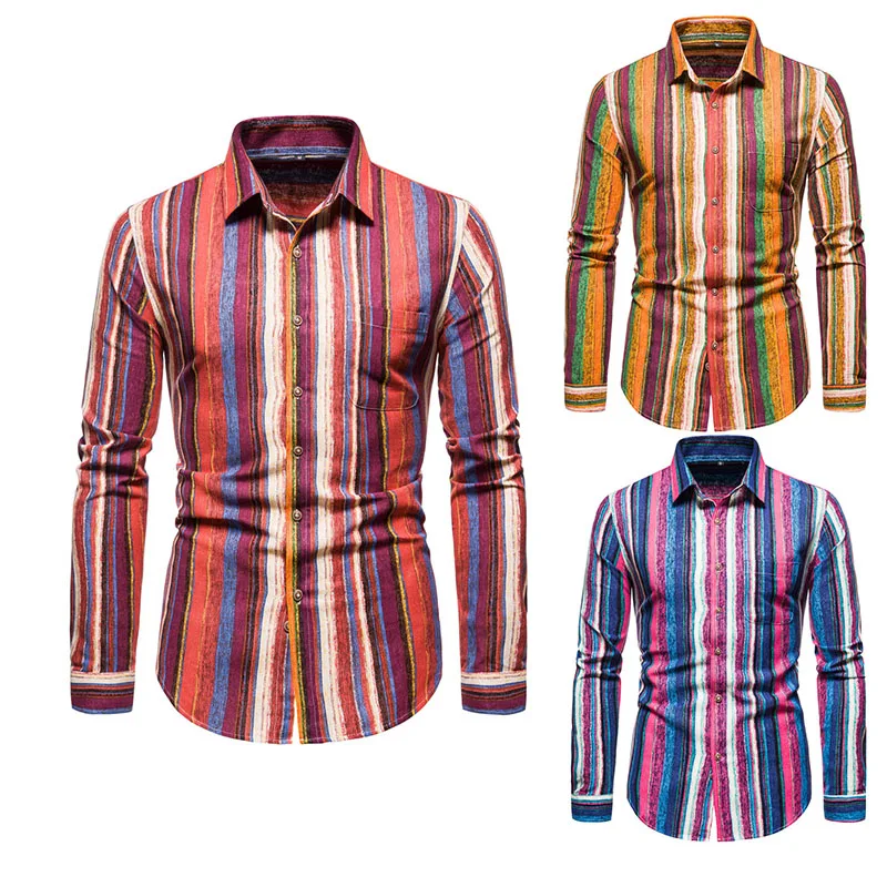 SZMXSS мужская полосатая Повседневная приталенная рубашка модная социальная