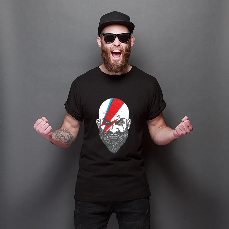 

Bowie Kratos Leisure Party Tee Shirts Pure Cotton Simple Style T-Shirt Fitted Custom TShirts For Unisex