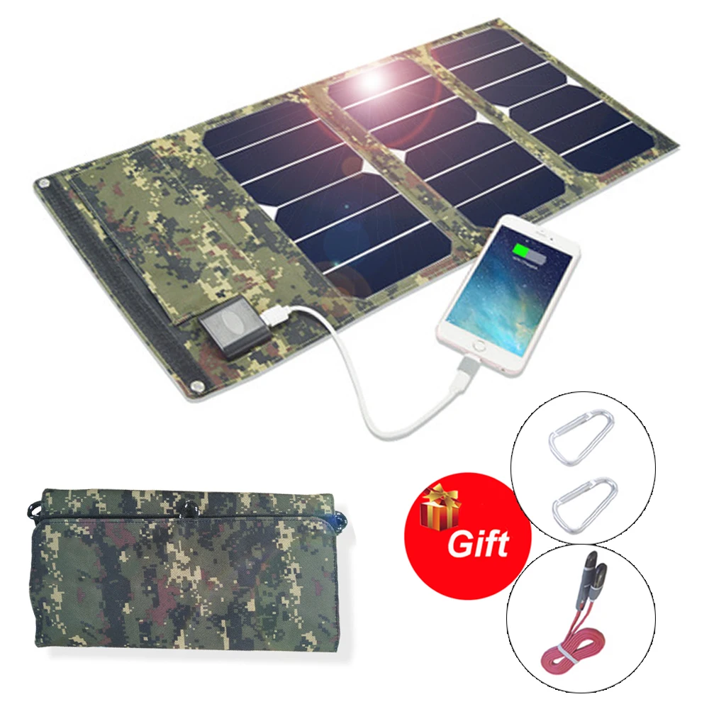 Портативное складное водонепроницаемое зарядное устройство 20 Вт для солнечной
