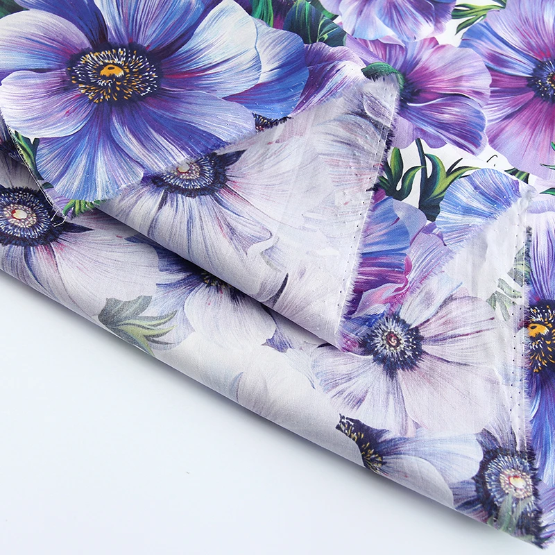 145 см ширина Сицилия фиолетовый анемон Хлопок или имитация хлопка ткань для