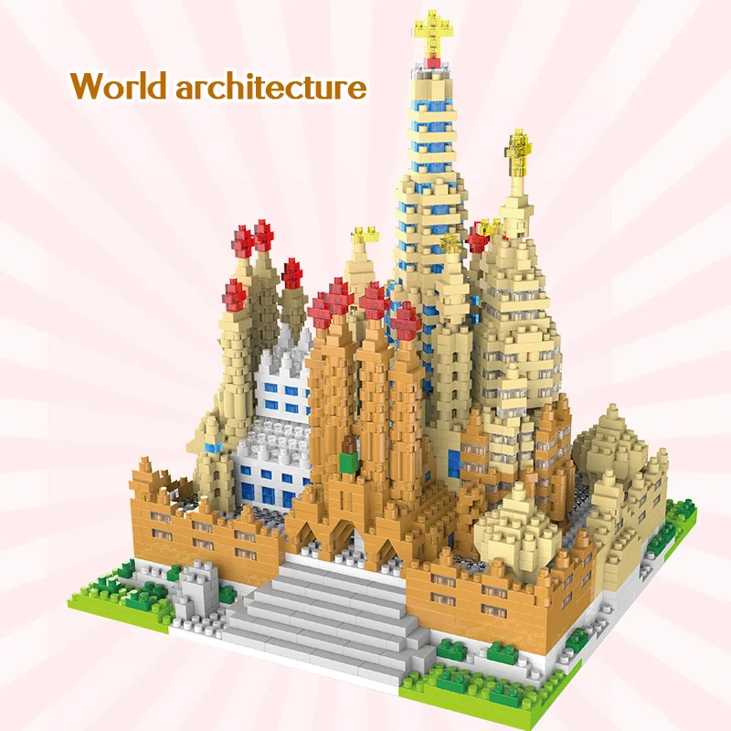 2741 шт. игрушки для детей мини-конструкторов в международно известная архитектура кирпичи Sagrada Семья алмаз церковь город модель строительные блоки для детей