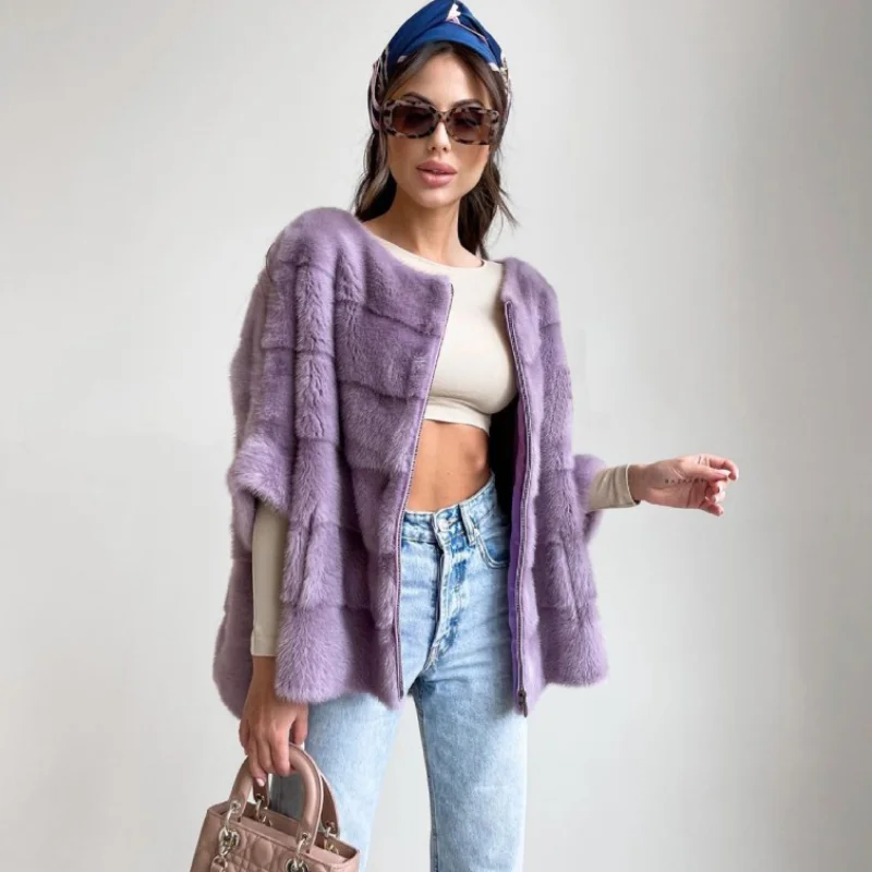 FURSARCAR Real Mink Fur Jacket Natural Mink Fur Coat Silm Female Luxury Fashion 2021 New Thick Warm Winter Women Overcoat Coats