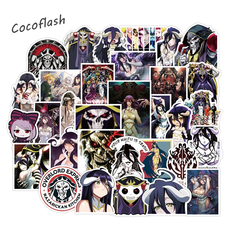 

10/50Pcs/set Anime Overlord Cartoon Graffiti Waterproof Stickers For Bicycle Skateboard Phone Case Toy Computer Laptop Luggage