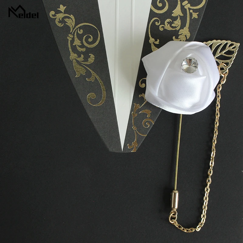 White Meldel Искусственный цветок розы свадебная бутоньерка для жениха корсаж Бутоньерка брошь корсажи Свадебный планировщик свадебные аксессуары - Цвет: White