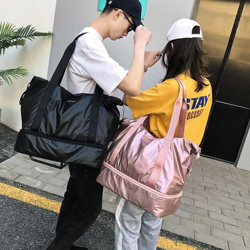 Fashion Pink Gym Bag Women Fitness Sport Yoga Bag Training Bag Sportbag Gym Sack Large Travel Handbags With Shoes Compartment