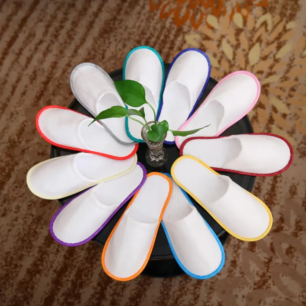 

20 pairs Line Simple Slippers Men Women Hotel Travel Spa Portable Folding House Disposable Home Guest Indoor Slippers Big Size