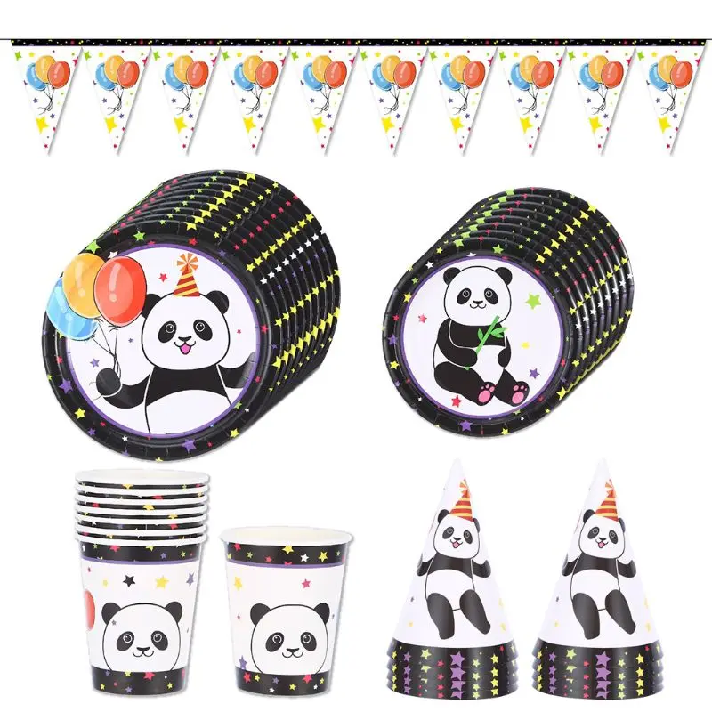 Вечерние одноразовые тарелки в форме панды декорации на день рождения для
