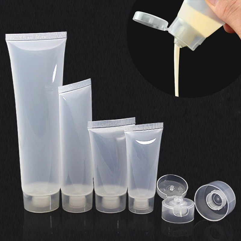 10pcs 15/20/30/50/100 ml Empty Portable Cosmetic Tube Squeeze Facial Cream Container Flip cap Lotion Travel Bottle Pot Gel Box