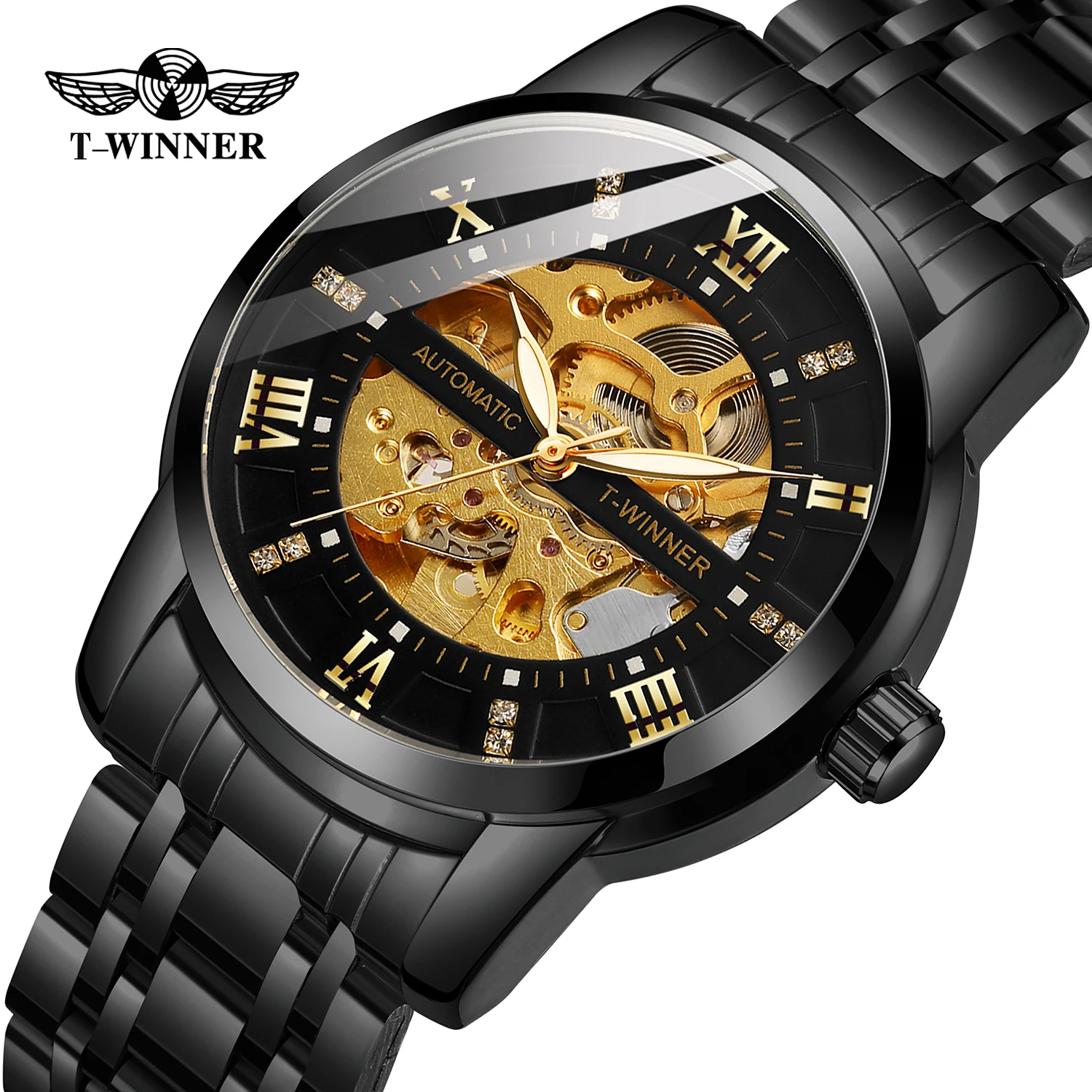 

Top T-WINNER Brand Mechanical Watch For Men Fashion Skeleton Sports Automatic Men's Wristwatches Winner Clock Relogio Masculino