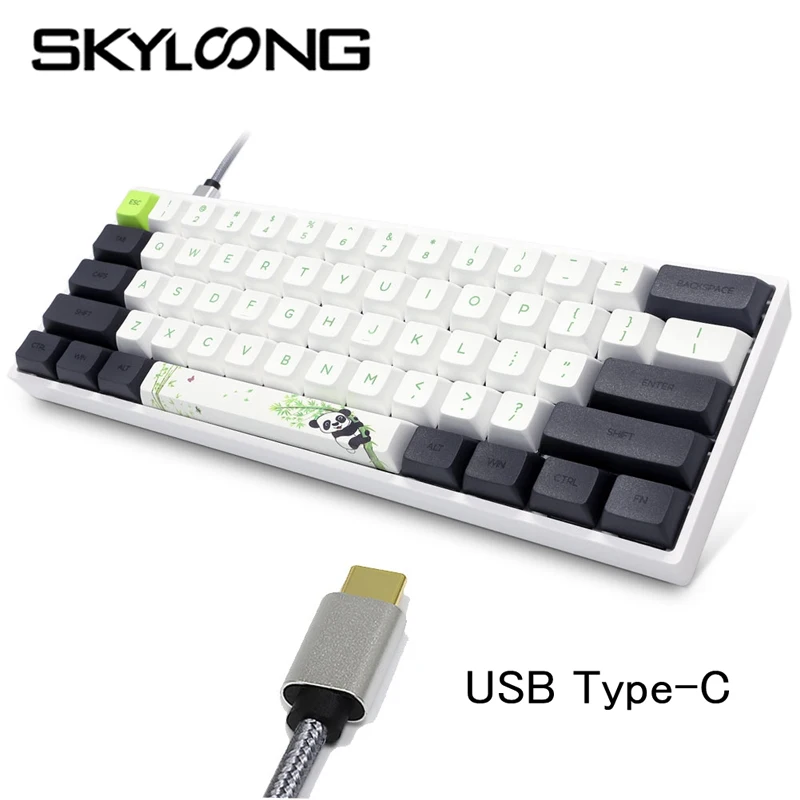 

SKYLOONG SK61 Panda Mechenical Keyboards 61 Keys Gateron Optical Switch Mini PC Gaming Keyboards RGB Backlit Type-C for Win/Mac