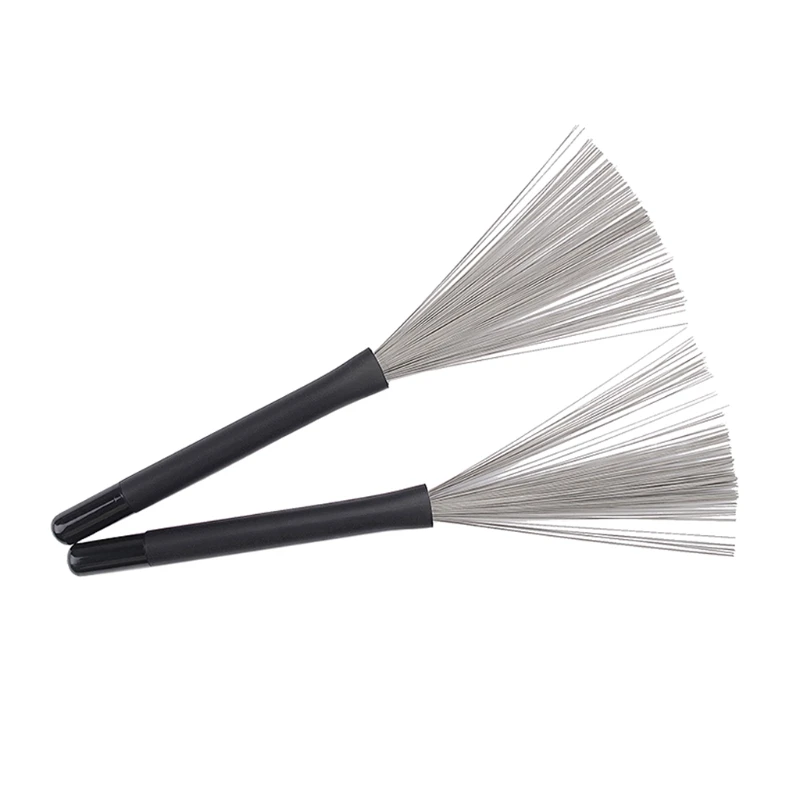 

A5KC 1 Pair Drum Brushes Retractable Drum Wire Brushes, Metal Drum Sticks Brush with Comfortable Rubber Handles