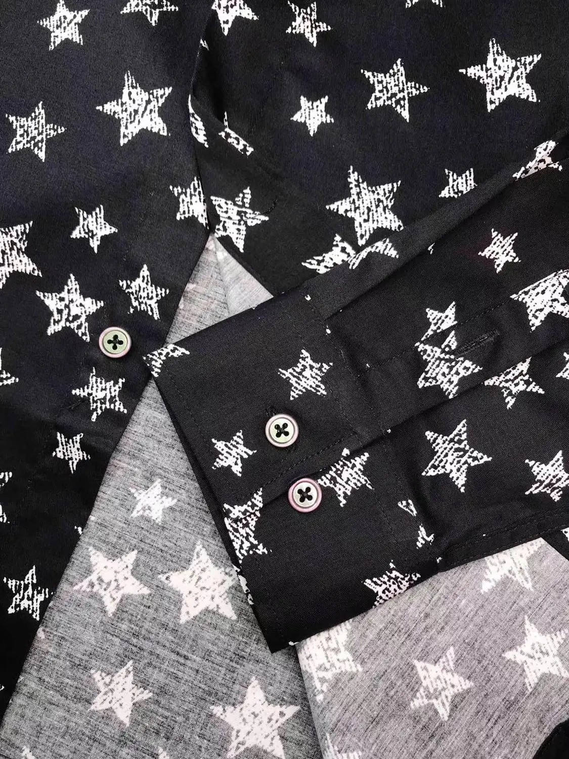 Хлопковая рубашка с длинным рукавом рисунком из маленьких звёзд принт Для мужчин