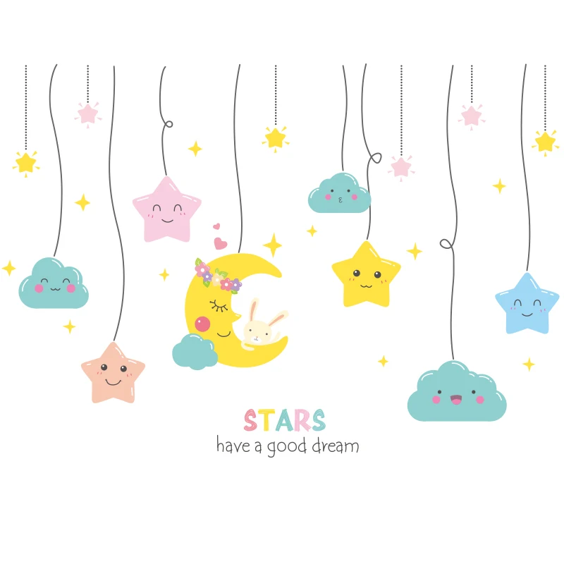 

[shijuekongjian] Cartoon Animals Balloons Wall Stickers DIY Stars Moon Mural Decals for Kids Rooms Baby Bedroom Decoration
