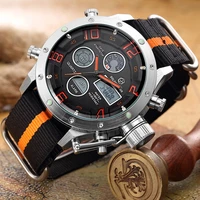 top luxury brand mens quartz analog digital watches men fashion casual sport led canvas casual clock military wristwatches gift