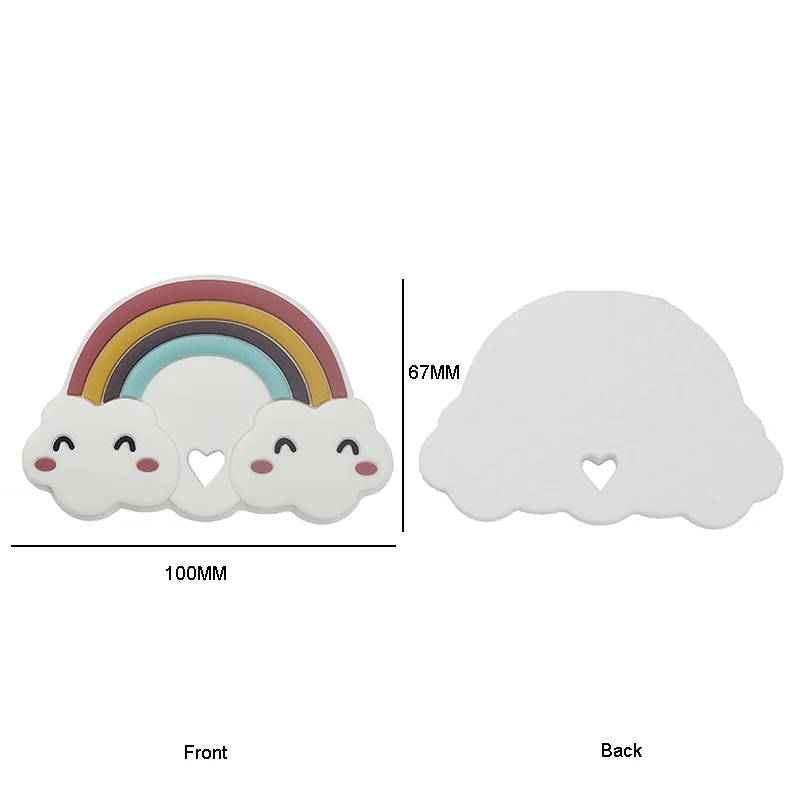Chenkai 5PCS Silicone Rainbow Teether DIY Baby Shower Chewing Pendant Nursing Sensory Teething Pacifier Dummy Toy Gfit BPA Free | Мать и