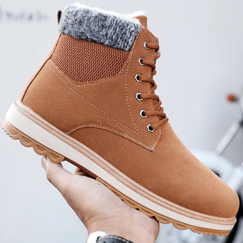 2019 г. Мужские ботинки высокие теплые повседневные на шнуровке мужские бархатные