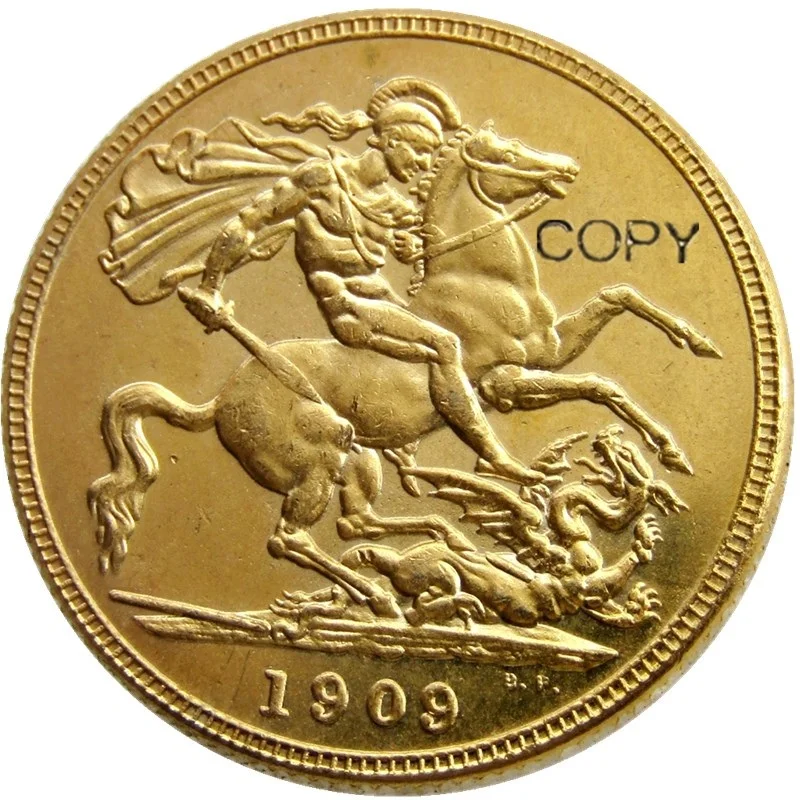 Копия монет KING EDWARD VII матовая позолоченная 1 пара (1 ЛСД) редкая 1909 | Дом и сад