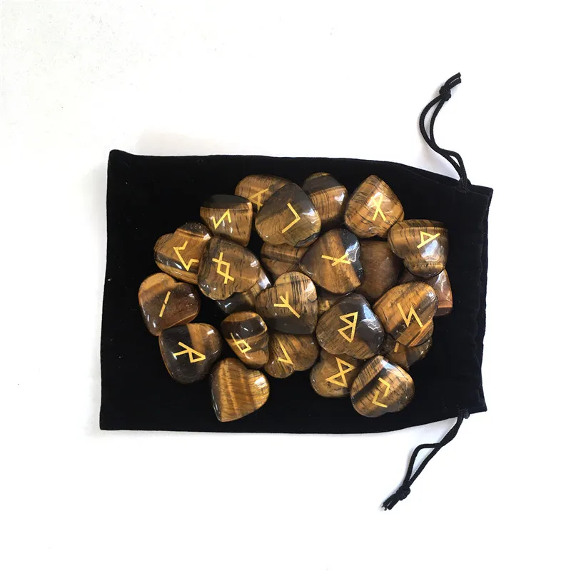 Различные натуральный кристалл кварца руны камень 25 шт. набор выгравированы