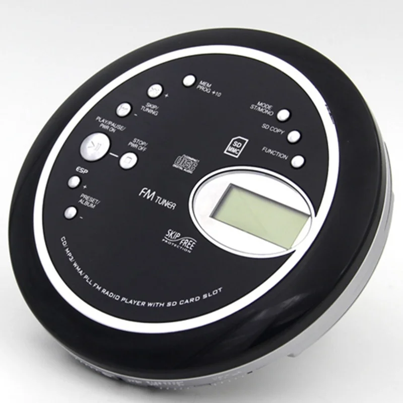 Портативный музыкальный плеер CD Walkman совместим с MP3 wma фотоформат FM-радио