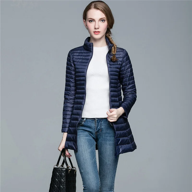 Размера плюс 4XL 8 цветов Для женщин Повседневное Сверхлегкий пуховик с 90% пух 10%