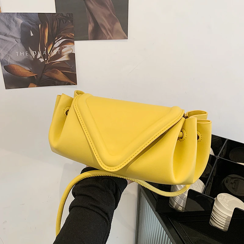 

Pleated Cloud Bag High Quality Soft Leather Crossbody Bags Women2021 New Dumpling Shoulder Purse Flap Handbag Trend Triangle Bag
