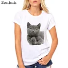 2020 симпатичная футболка в британском стиле с коротким рукавом и изображением кошки, забавная Дизайнерская футболка с изображением среднего пальца, футболка в подарок подруге, живая женская футболка, топы