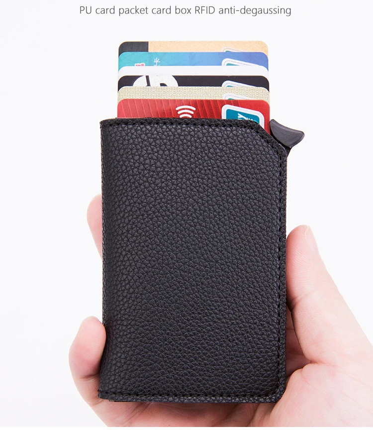BISI GORO Anti-theft Card Case Carbon Fiber RFID Pop-up Clutch Smart Card Wallet Multifunctional Men Unisex Card Holder