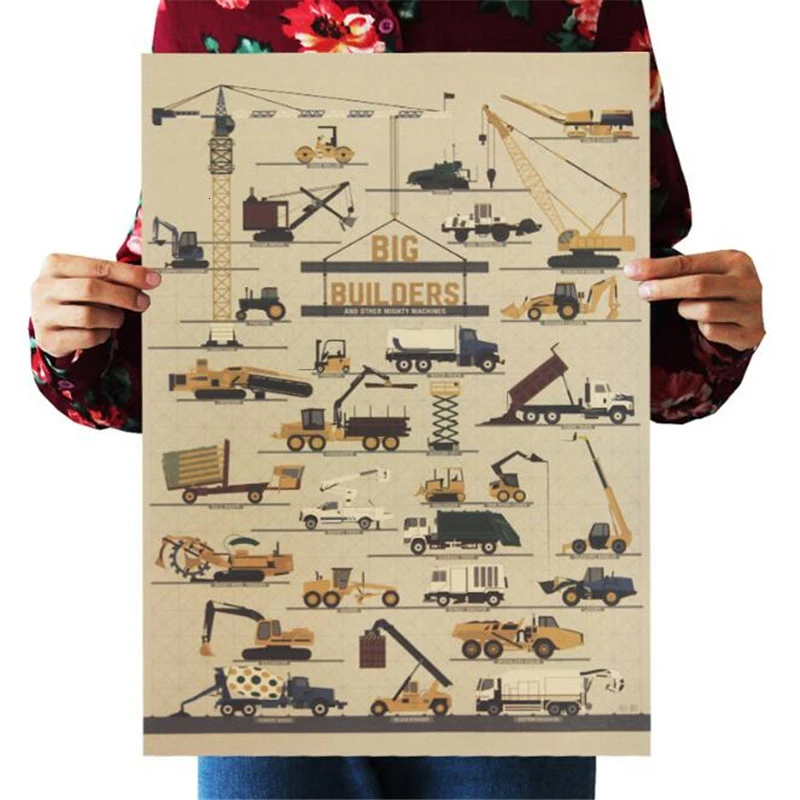 Винтажный постер для больших строителей декор комнаты наклейки домашнего декора