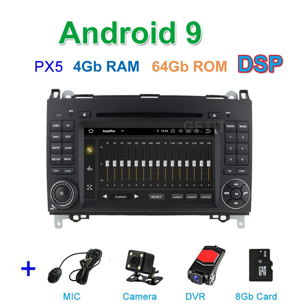 DSP PX5 CAM DVR SD DSP PX6 Android 9,0 автомобильный DVD мультимедиа радио gps для Mercedes Benz B200 W169 W245 Viano Vito W639 Sprinter W906 - Цвет: DSP PX5 CAM DVR SD