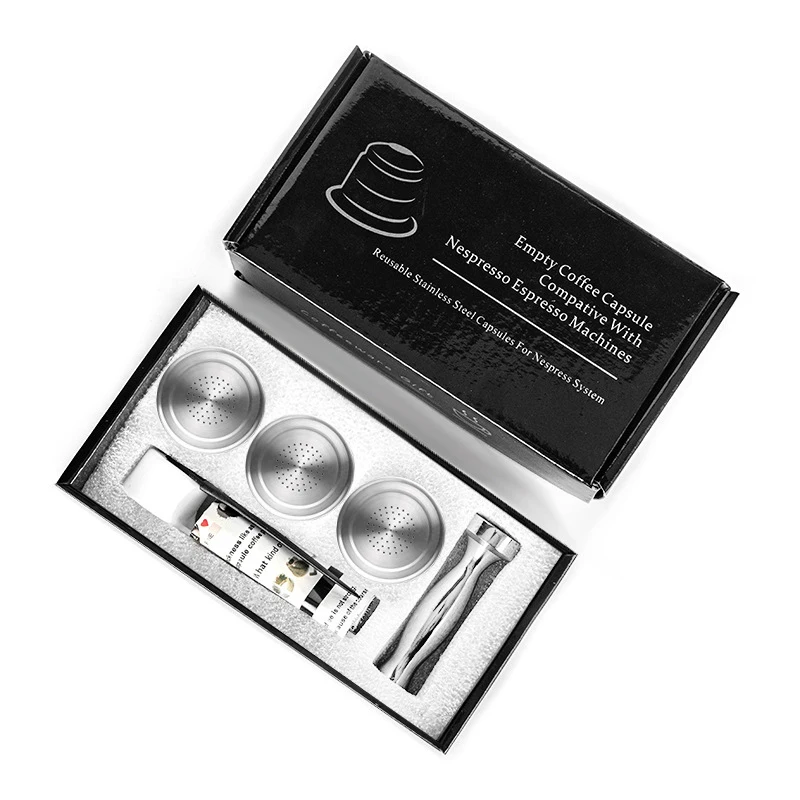 

Stainless Steel Coffee Capsule Refillable Reusable Coffee Tamper Coffee Pod Set For Nespresso Machine Kitchen Accessories