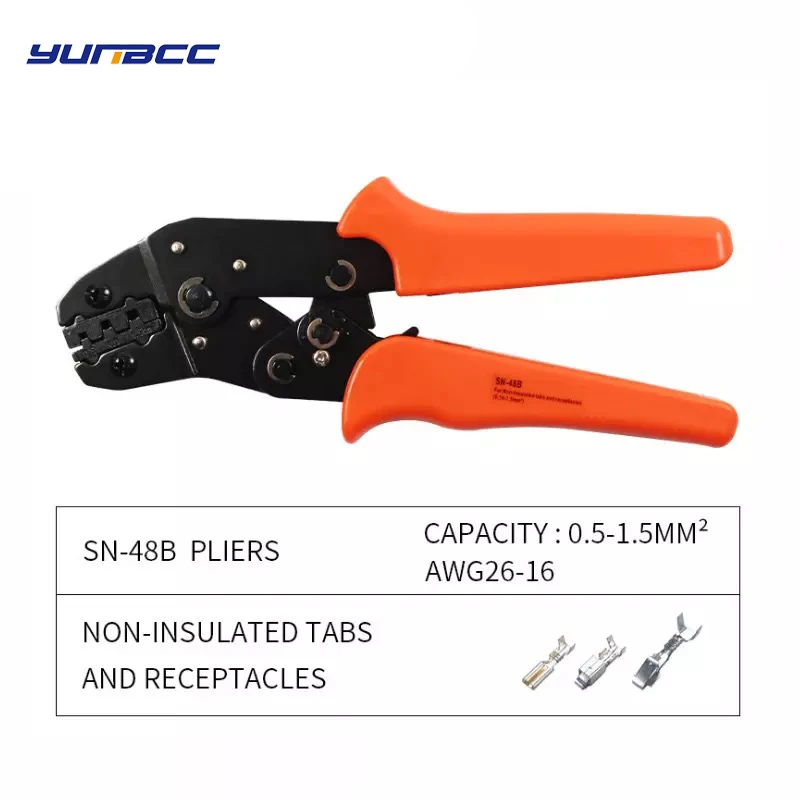 

1 Set crimping tool for 4.8 6.3 terminal crimper sn-48b crimping pliers wire 0.5-1.5mm2 alicate AWG 20-15 hand tool kit