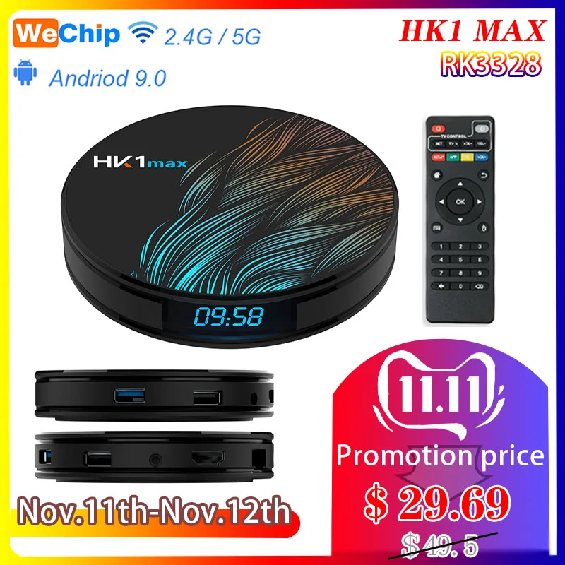 Wechip HK1MAX Smart Tv Box RK3328 Android 9 0 4 Гб + 64 2 4G/5G Wi Fi BT 4K 1080PHD HK1 max компьютерной приставки к