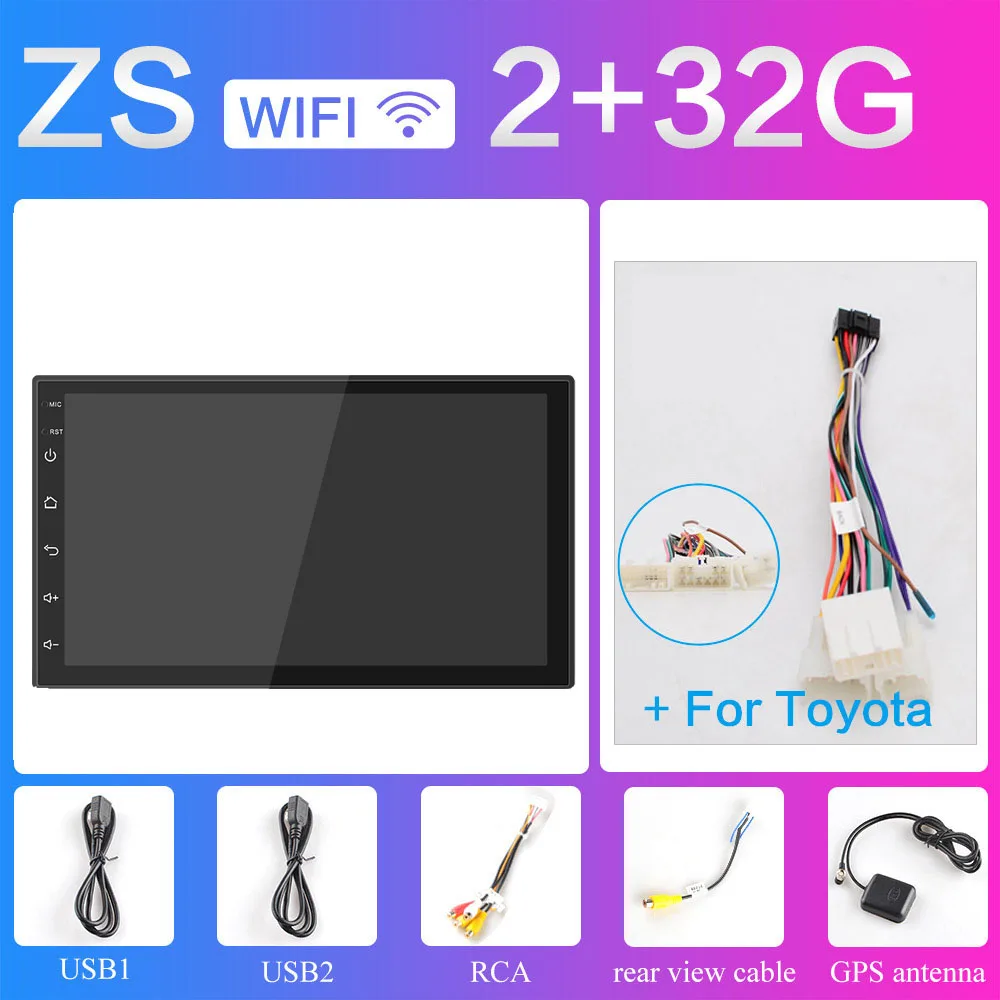 2G-Toyota 2din Android 8,1 система сенсорный экран 7 дюймов HD 2 DIN автомагнитола gps навигация Автомагнитола мультимедиа плеер - Цвет: 2G-Toyota