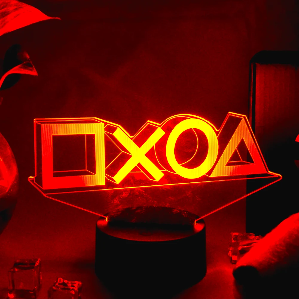

For Playstation Sign Voice Control Game Icon Light Flash Lamp Colorful Lights Game Lampstand Led Atmosphere Gamer Ornament Lamp