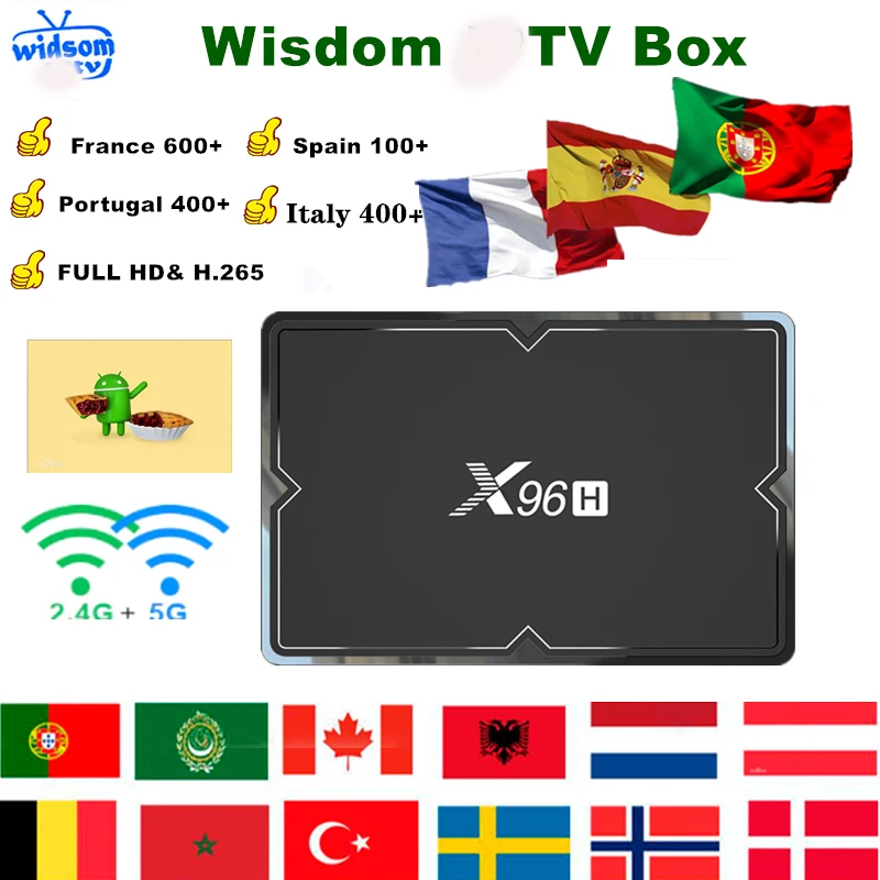 Лучшая IP ТВ коробка X96H Android 9 0 IPTV M3U Испания Франция Германия Португалия Европа