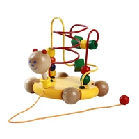 baby besds toys wooden tortoise baby toddler walk animal baby pull car children toy around beads maze wire circle game props