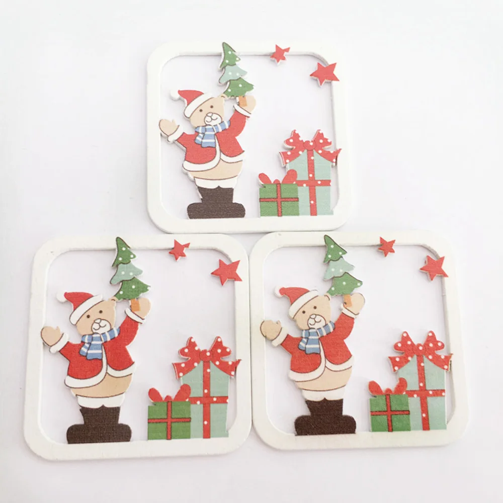 

10PCS Christmas Star Wooden Pendants Ornaments Xmas Tree DIY Wood Crafts Kids Gift for Home Christmas Party Decorations