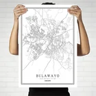 Зимбабве креативная Карта города Harare абстрактные картины на холсте, черно-белая Настенная картина, постер, картина, украшение для дома